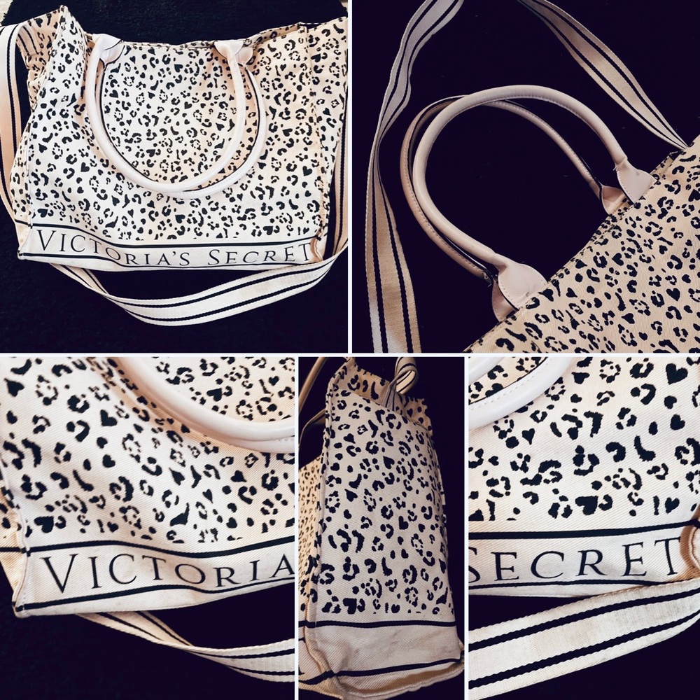Victoria’s Secret Blush-Pink Leopard Print Travel Tote Bag